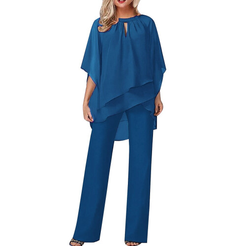 Κομψά σετ Ruffle2Piece για γυναίκες, μονόχρωμα, χαλαρά, ακανόνιστα σετ, casual παντελόνια
