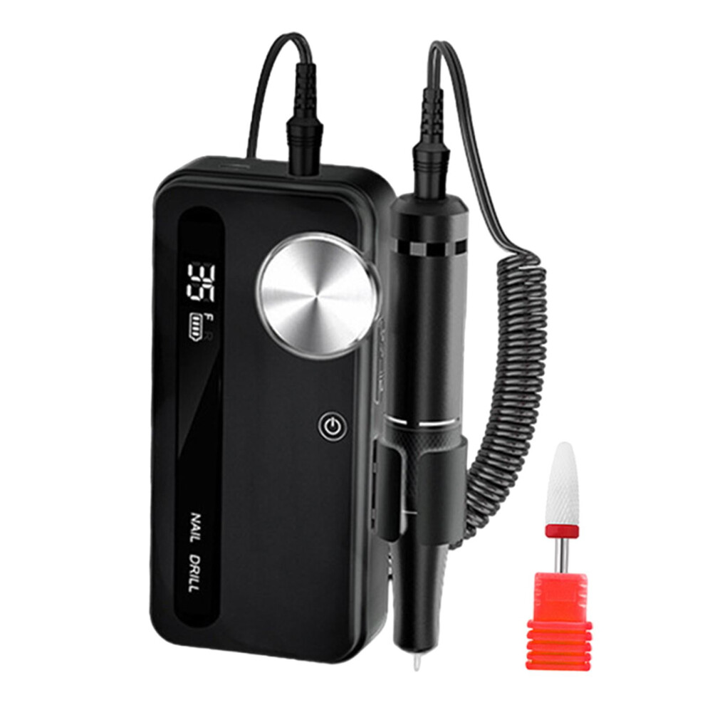 Black Cordless Electric Nail File, Nail Grinder Tool For Acrylic Gel Nails, Polishing