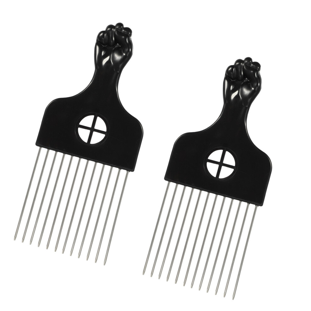 2 Pcs Metal Hair Pick Metal African Hair Picks Afro Hair Pick Comb for Women and Men 6.61"x2.83"