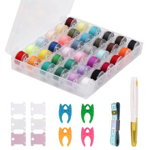 Prewound Thread Bobbins with Bobbin Box for Brother/Babylock/Janome/Elna/Singer, Assorted Colors, 36 Pieces