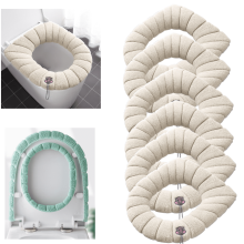 Lot de 6 housses de siège de toilette lavables, coussins extensibles et doux compatibles avec les toilettes standard, plus épais et faciles à