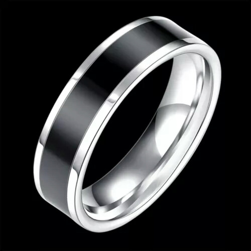 Vielsesring i rustfrit stål, sort, herre, unisex, B429-7 1