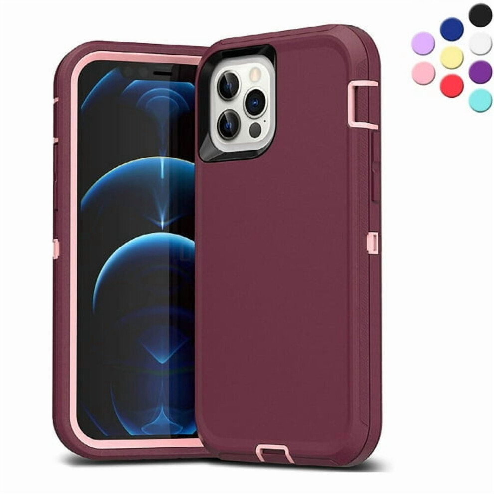 Iphone 12 Case Heavy Duty Shockproof 3-Layer Rubber Purple 9132278364988