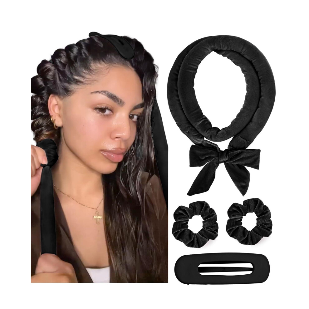 Heatless Hair Curler Set with Soft Ribbon Wraps Scrunchies