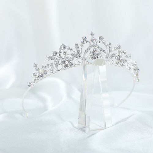 (Silver) Strasskrone Damen: Party & Cosplay Accessoire 1