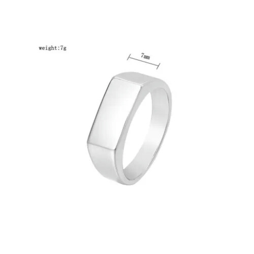 Mænd Kvinder Rustfrit Stål Firkantet Signet Enkel Bryllups Statement Ring-Form B-Sort-10 1