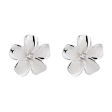 Clearance 925 Sterling Silver Plumeria Stud Earrings for Women – Hypoallergenic, Cubic Zircon, Cute Flower Jewelry Gifts for Birthday/Christmas