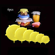 Couvercles extensibles en silicone réutilisables, hermétiques pour aliments – Jaunes, compatibles avec différents bols