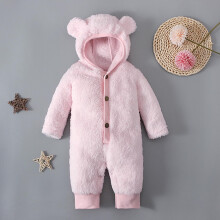 Nrmvnmi Newborn Baby Clothes Jumpsuit Cute Fleece Hooded Solid Color Snowsuit Bodysuits Registry for Baby Essentials Stuff