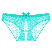Panties for Womens Fashion Floral Lace Crotch Open G-String Hollow Low Rise Underwear Scallop Trim Cutout Underwears Green L