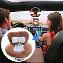 Doll Car Seat for 17cm Dolls, Air Vent Clip & Desktop Stand, Cute Car Ornament – Brown