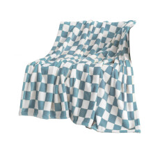 Light Blue Checkered Flannel Blanket, Soft Throw for Bed/Sofa – 39.37"x27.56", 0.55 lb, 1pc