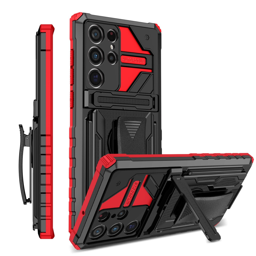Samsung Galaxy S21 Ultra Case With Belt Clip, Military-Grade Drop Protection, 360 Rotating Kickstand, Shockproof Tpu Rugged Cover Â Red 9193271268949