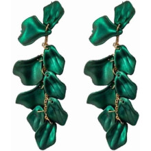 Red Acrylic Flower Tassel Earrings for Women – Lightweight Boho Rose Petal Drop Earrings, Compatible with Daily Wear