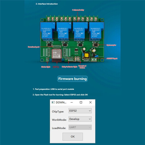 4 Channel Relay Module 5V/30A AC220V WIFI  Relay Module ESP32 Development Board 2