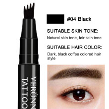 4-Tip Microblade Brow Pen, 3D Liquid Eyebrow Pencil, Waterproof & Sweat-Resistant, 4 Colors – Compatible with All Skin Types