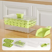 Food Grade Ice Block Maker with Removable Tray and Scoop for Homemade Ice Cubes in Refrigerators