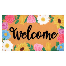 Floral Coir Welcome Mat – Colorful Spring Door Mat, Non-Slip Indoor/Outdoor Doormat, 20x31in, Compatible with Front Door