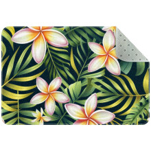 Small Washable Tropical Monstera Kitchen Rug, Non-Slip Indoor Door Mat for Entryway, Bathroom, Bedroom – Compatible with All Floors
