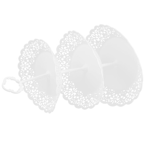 Suporte para bolo de três andares, feito de plástico PP branco, para fácil armazenamento. 30 cm (11,8 polegadas) 2