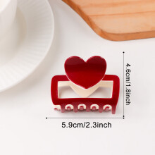 Valentine's Heart Hair Claw Clips Red Pink Non-slip