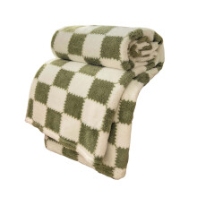 Checkered Throw Blanket, Reversible Fuzzy Microfiber Blanket for Couch, Sofa, Bed – Sage Green, 27.55"39.37"
