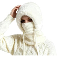 Winter beanie with scarf and mask 3-in-1 fleece-lined skull