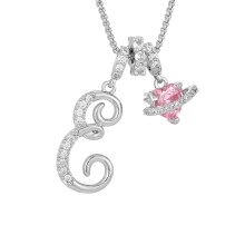 Rose Heart Letter Necklace for Women Custom Initial Pendant