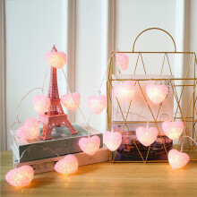 Valentine's Day Heart String Lights, 3D Hanging LED Night Light, Portable Wall/Window Decor, Battery Operated, 2m, Compatible with USB power