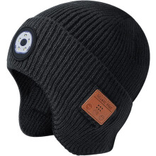 Căciulă Bluetooth unisex Morttic cu lumină, șapcă tricotată cu căști și microfon, pălărie caldă cu apărătoare pentru urechi pentru