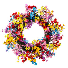 Couronne de fleurs artificielles en soie de 45 cm – Décoration printanière/estivale colorée, idéale pour la porte d'entrée et les fêtes de