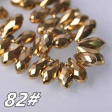 12x6mm16x8mm20x10mm25x12mm Łezkowe fasetowane kryształowe szklane luźne koraliki do zawieszania - 82# Metalowe złoto - 16x8mm (20 szt.)
