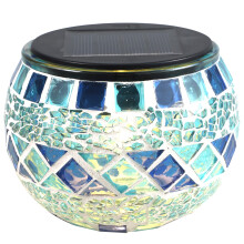 Blauwe glazen bollamp met LED-verlichting voor buiten, op zonne-energie, decoratieve tuinlamp