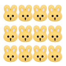Rabbit-Shaped Resin Buttons Yellow 12 pcs
