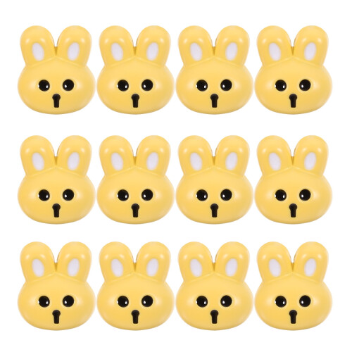 Rabbit-Shaped Resin Buttons Yellow 12 pcs