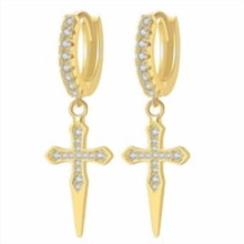 Cross Earrings for Men Women Cross Pendant Earrings Hypoallergenic Dangle Hoop Earrings Cubic Zirconia Earrings