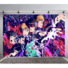 Mob Psycho Backdrop Banner Party Supplies Poster Movie Theme Background for Photography Birthday Decorations