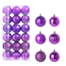 Leutsin 36Pcs Shatterproof Christmas Balls Ornaments, Purple, 1.2", 6 Styles, for Xmas Tree – Compatible with Standard Tree Hooks