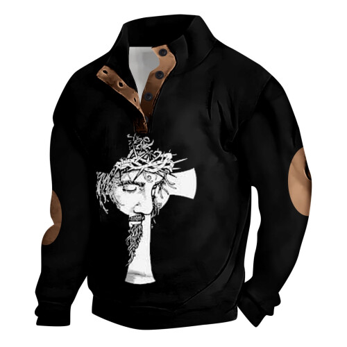 Men's Cotton Sweatshirt Easter Print Long Sleeve Pullover