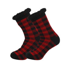 Unisex Fuzzy Slipper Socks With Non-Slip Grippers,Warm Cozy Fluffy Sherpa Lined, Cute Christmas Gifts Home Socks Red Free Size