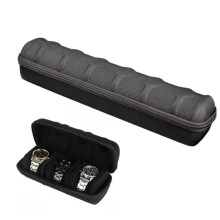6 Slot Hard Watch Travel Case Watch Roll Case Storage and Organizer - with Shockproof Watch Pillow for Men and Women - Black 6 Slots