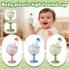 Goblet Cup with Lid Green Leak-Proof Sippy Cup for Kids
