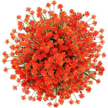 Morttic Künstliche Blumen, 6 Bündel, UV-beständig, für drinnen und draußen, Hochzeiten & Heimdekoration (Orange-Rot)