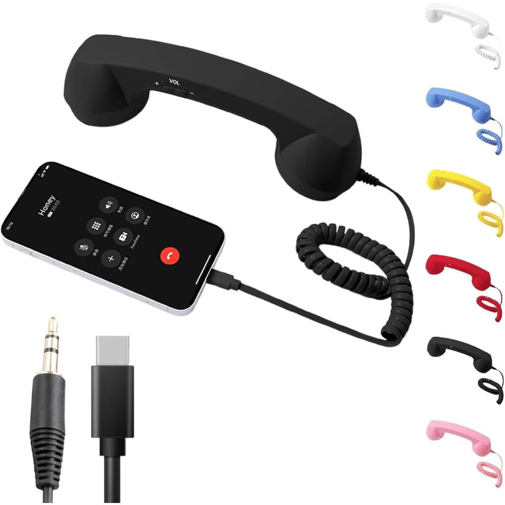 Retro Phone Handset For Compatible With Iphone & Android, Vintage 90S Style Cell Phone Receiver With Microphone & 3.5Mm Connection, Photo Prop 9152228769922