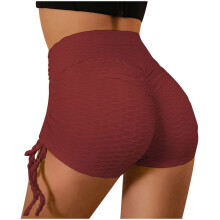 Shorts esportivos femininos plus size – modeladores de quadril, confortáveis para ioga e ciclismo, vermelhos, ideais para academia e praia.