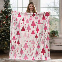 Plaid de Noël – Joli motif sapin et cerf sous la neige, flanelle ultra douce, 100 x 70 cm, plaid chaud et moelleux pour canapé ou lit