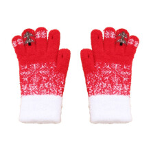 Padded Winter Gloves, Knitted Warm Gloves, Touchscreen Compatible Riding Gloves, Plush Gloves for Outdoor Activities, Cozy Snowflake Design Gloves