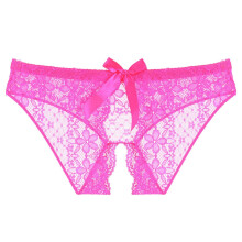 Panties for Womens Fashion Floral Lace Crotch Open G-String Hollow Low Rise Underwear Scallop Trim Cutout Underwears Hot Pink XL