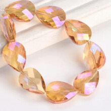 5 szt. 18x13mm 24x17mm Płaskie, fasetowane koraliki kryształowe w kształcie łezki, luźne, biżuteria DIY, 24x17mm, różowe złoto
