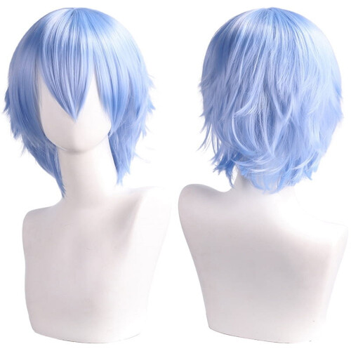 Unisex Ανοιχτόχρωμη Μπλε Περούκα Cosplay σε Στυλ Anime, Χνουδωτή, Ανθεκτική στη Θερμότητα